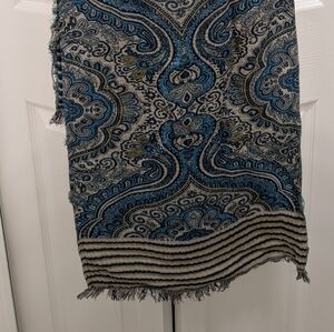 Blue and Gray Paisley Scarf